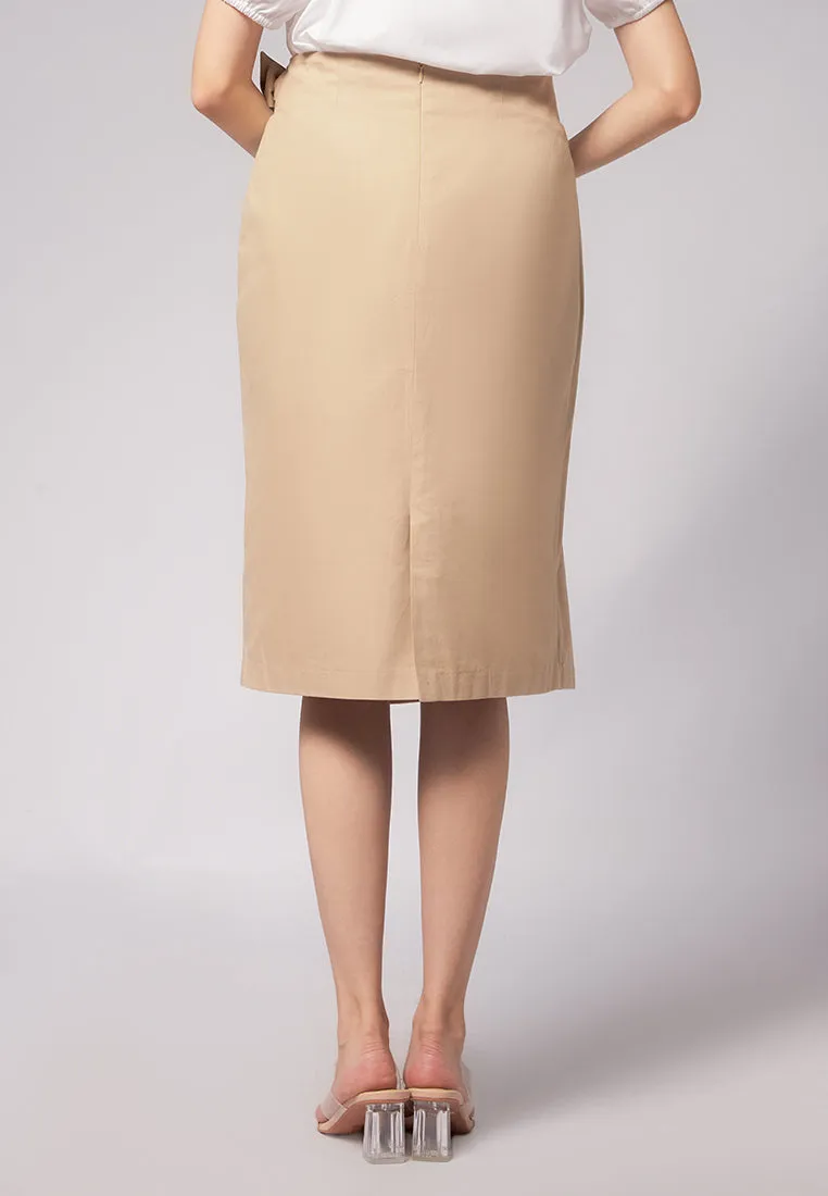 Cotton Midi Wrap Skirt