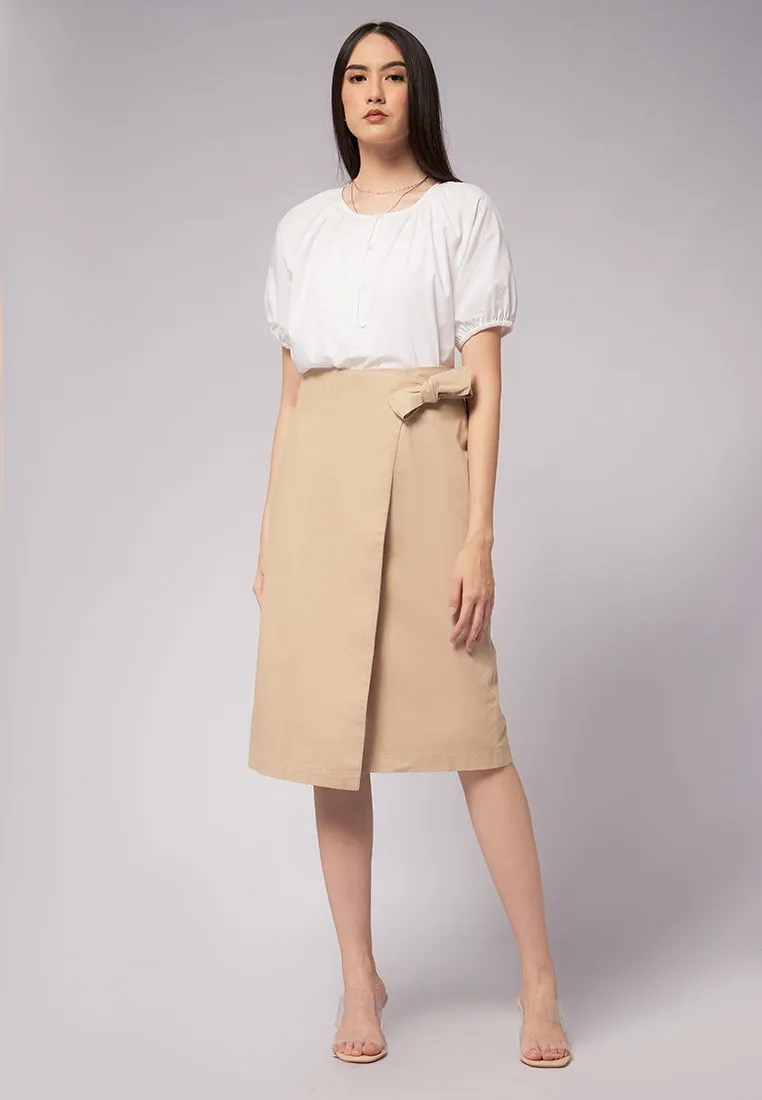 Cotton Midi Wrap Skirt