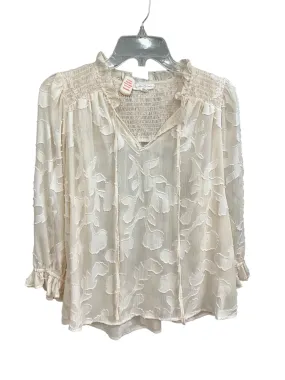 Cream Blouse Long Sleeve Clothes Mentor, Size L