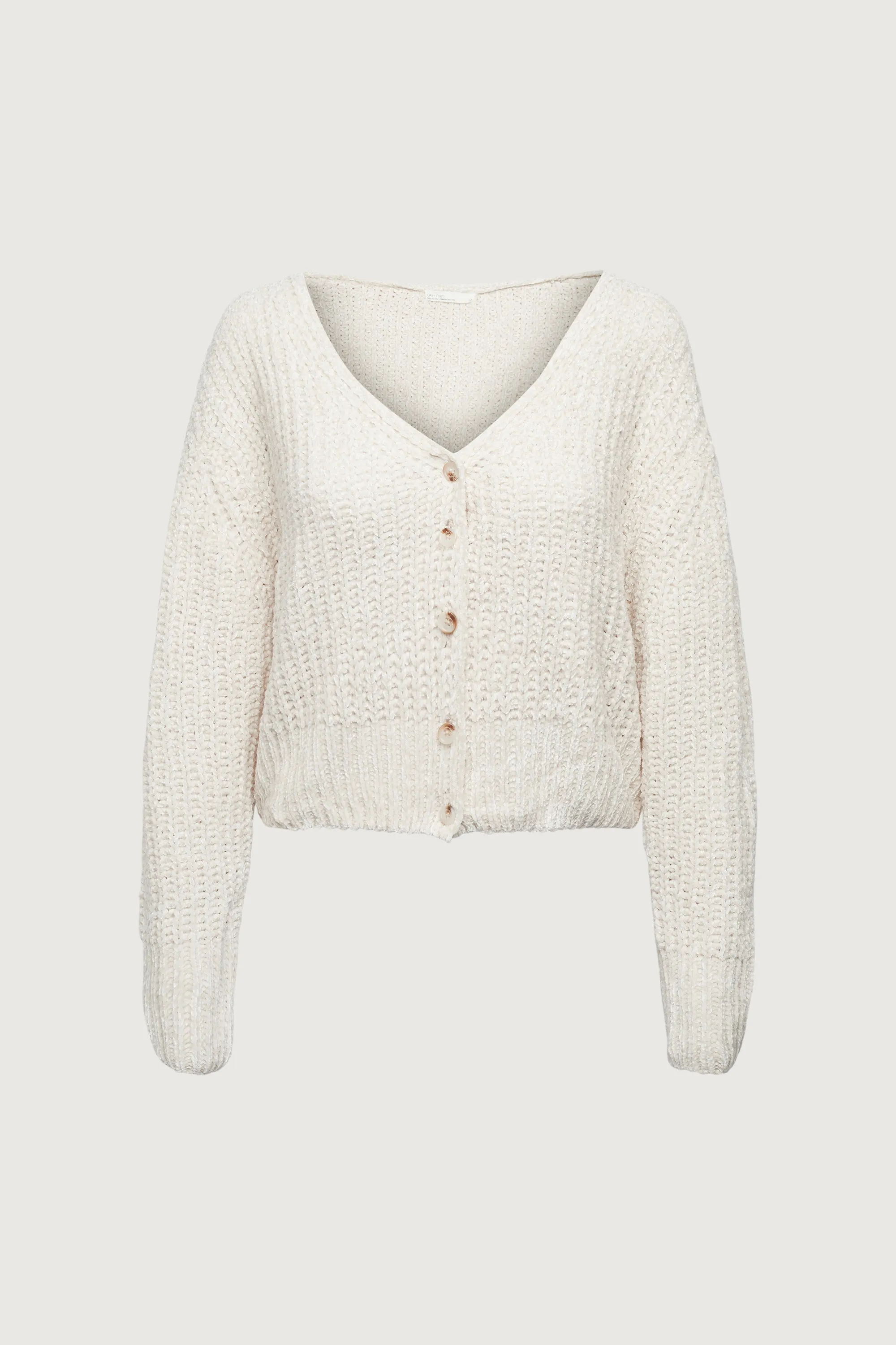 CROPPED CHENILLE KNIT CARDIGAN