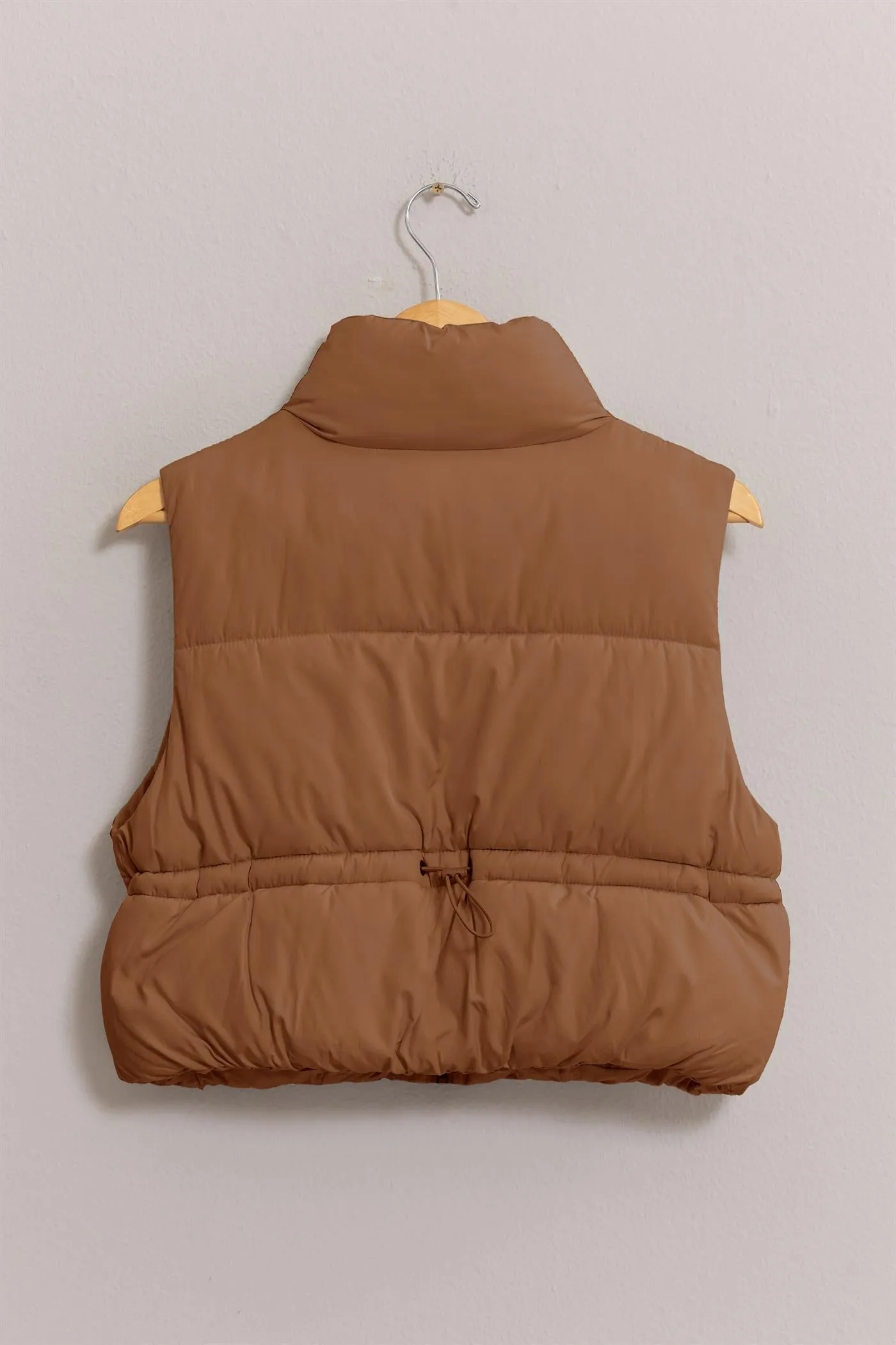 Cropped Zipper Closure Puffer Vest