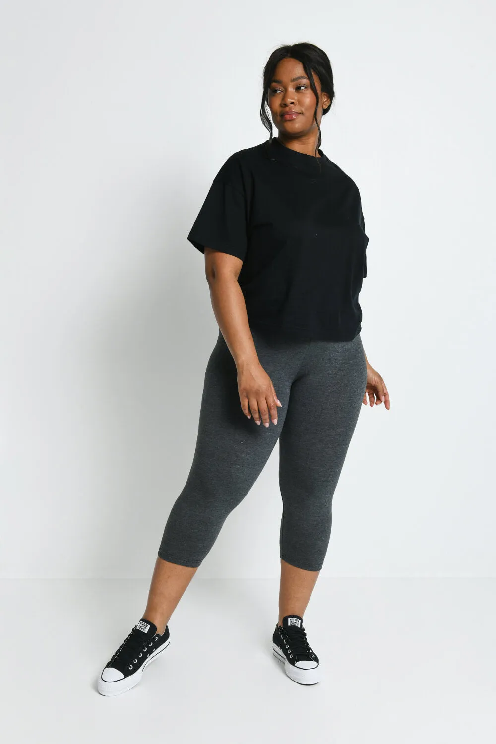 Curve Everyday Cropped Leggings - Dark Grey Marl