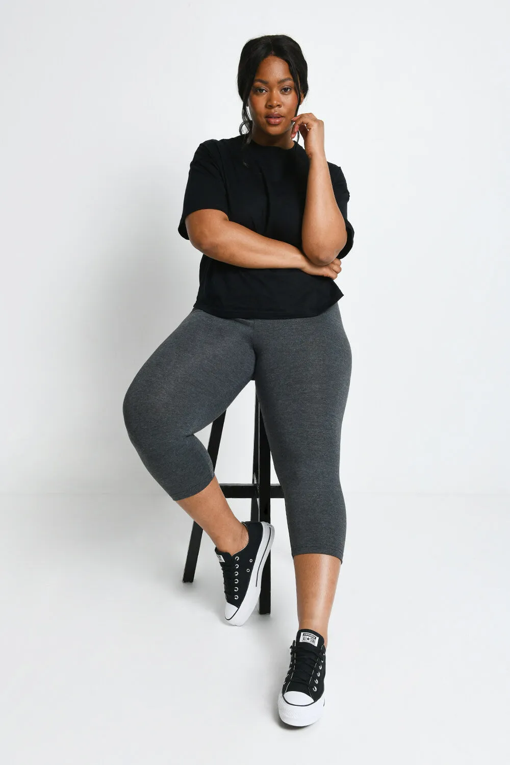 Curve Everyday Cropped Leggings - Dark Grey Marl