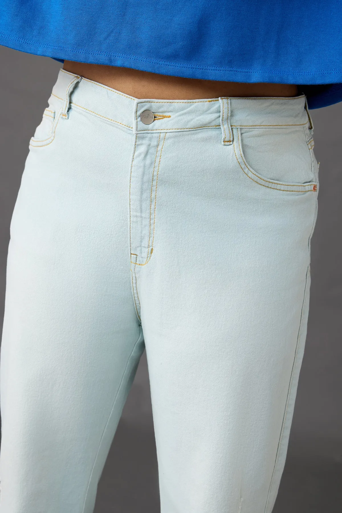 Curve Light Blue Wash Bell Bottom Jeans