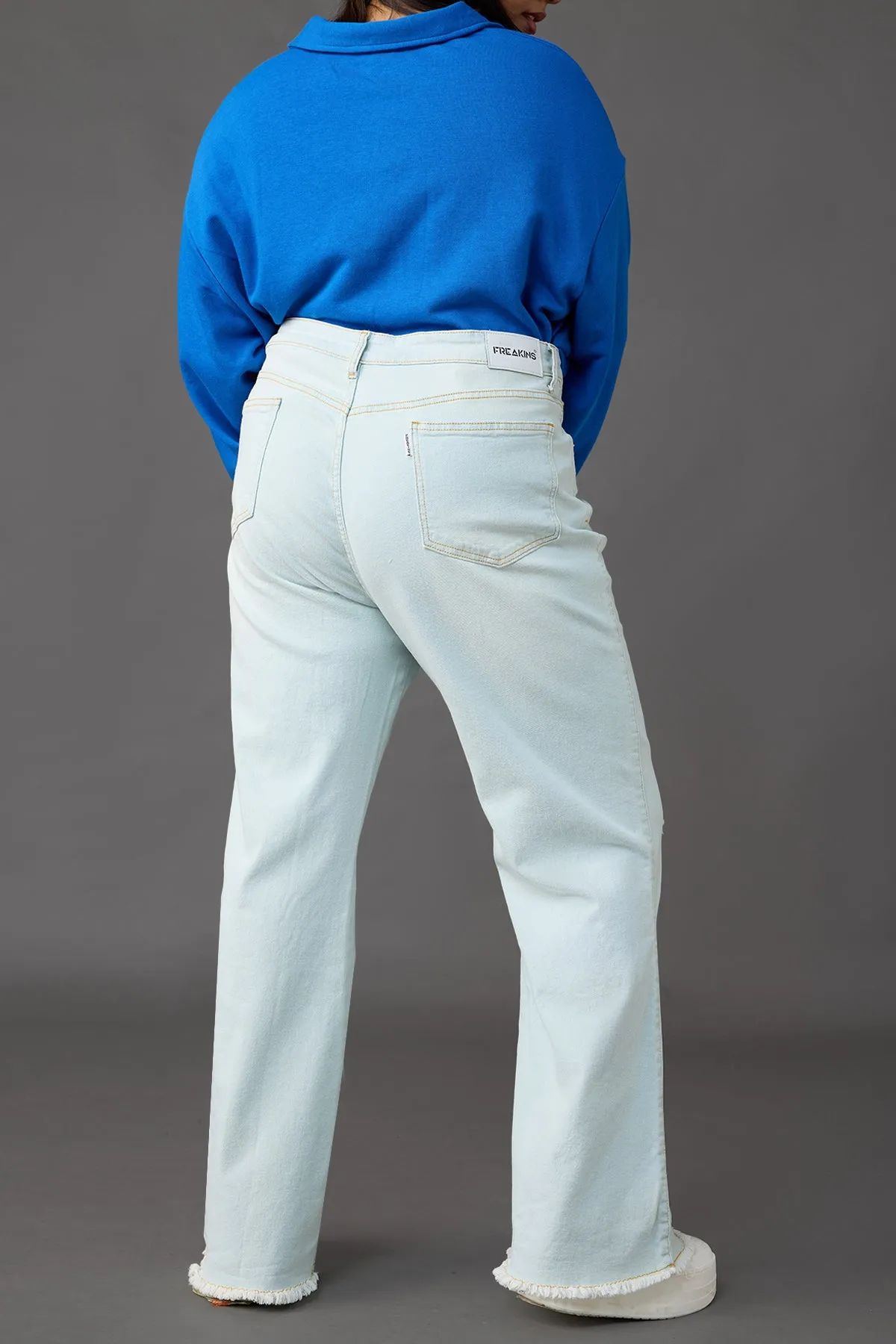 Curve Light Blue Wash Bell Bottom Jeans