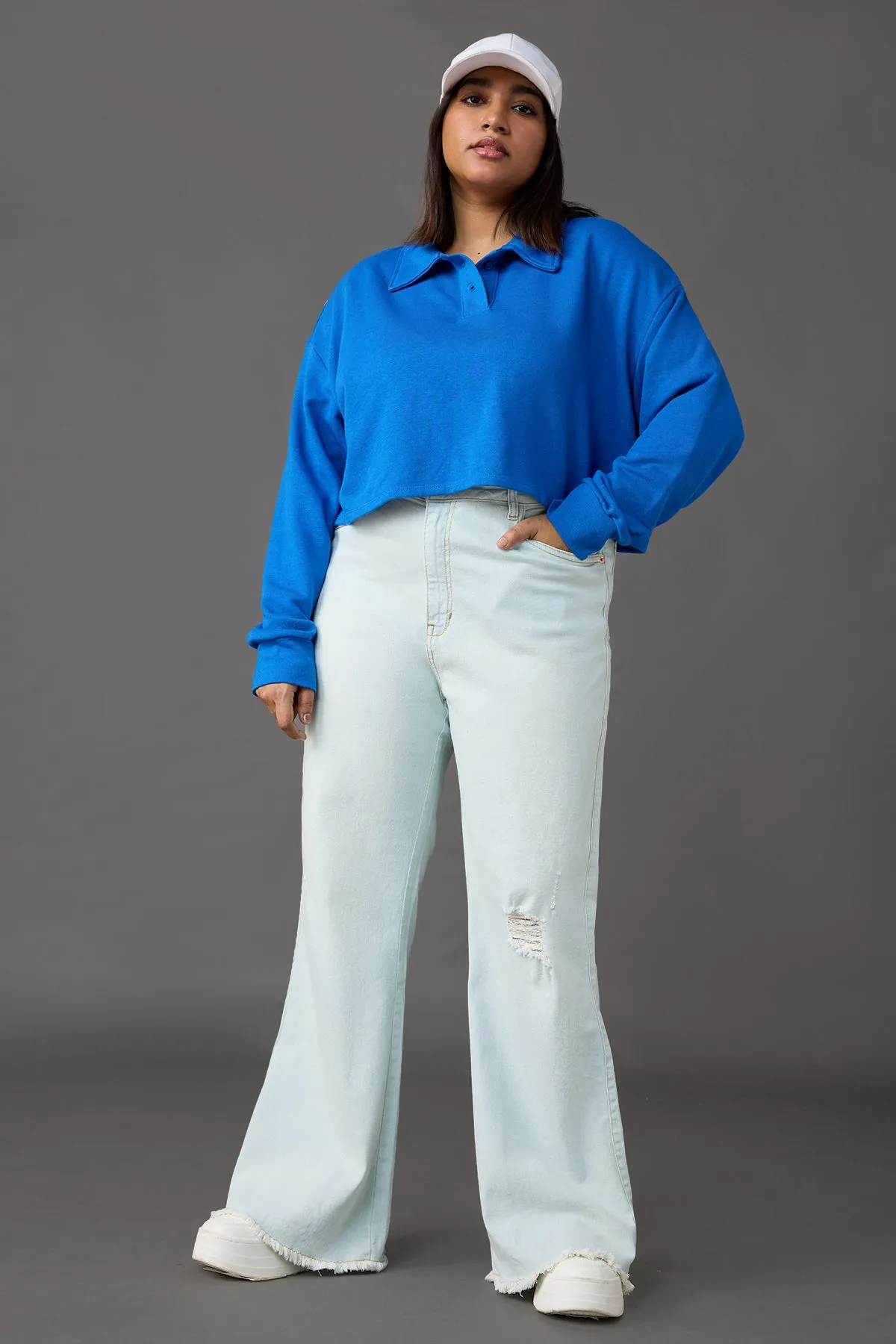 Curve Light Blue Wash Bell Bottom Jeans