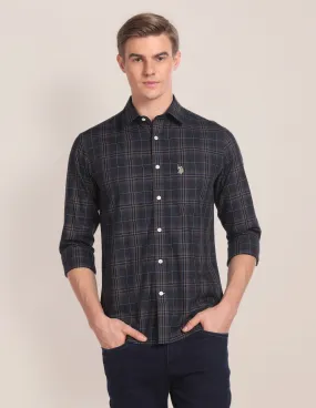 Cutaway Collar Tartan Check Shirt