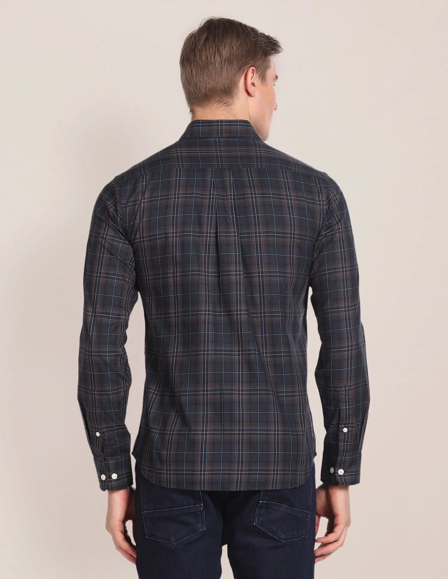 Cutaway Collar Tartan Check Shirt