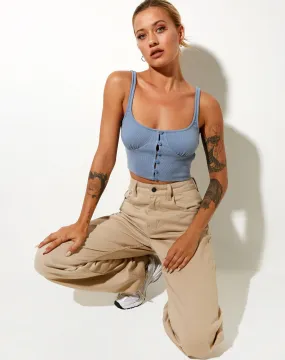 Darau Crop Top in Rib Powder Blue