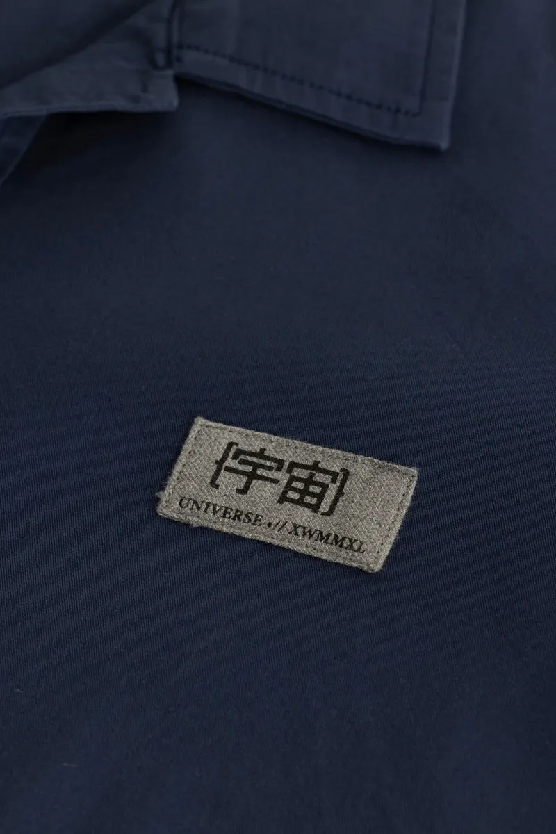 Dark Blue Zipper Pocket Overshirt