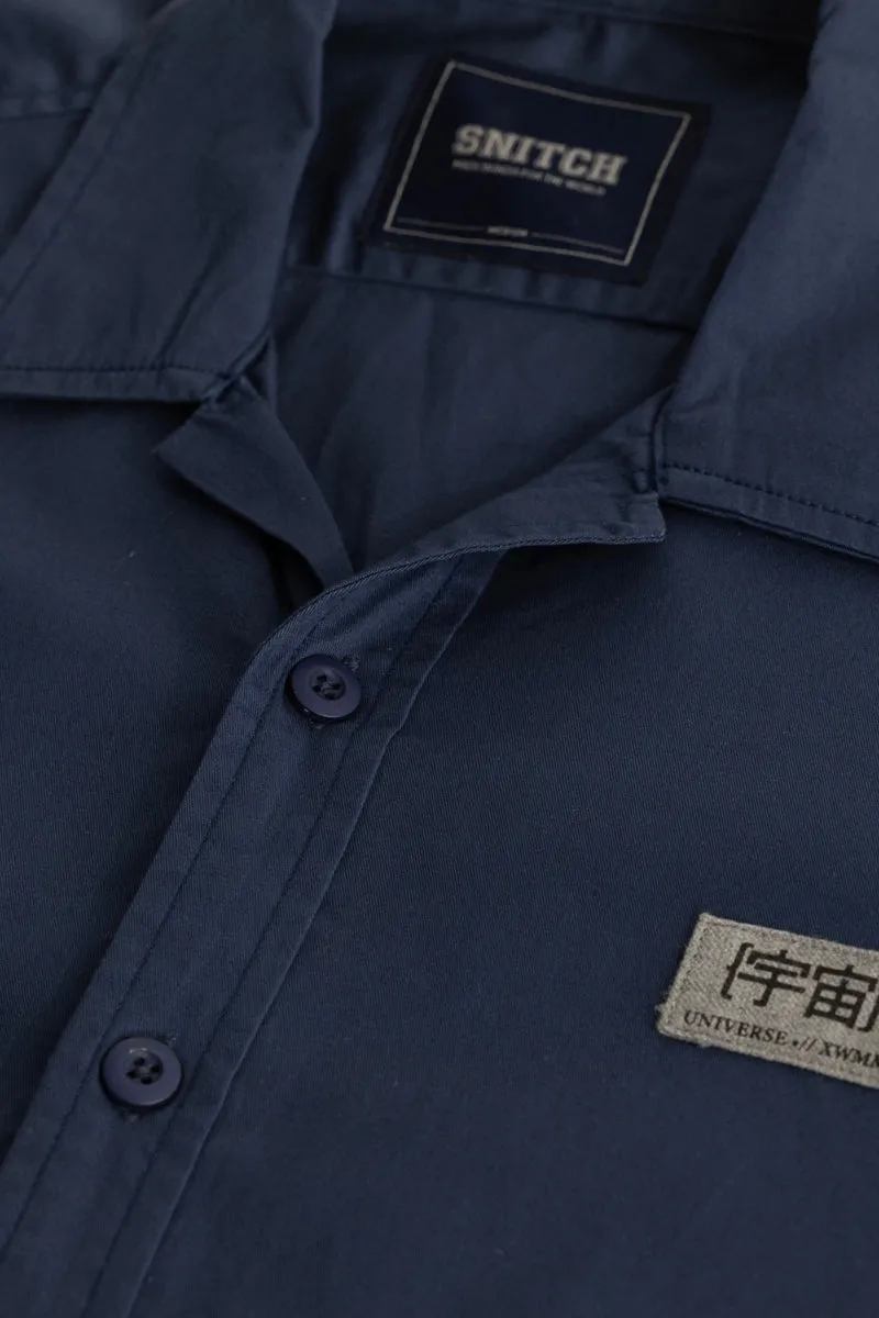 Dark Blue Zipper Pocket Overshirt