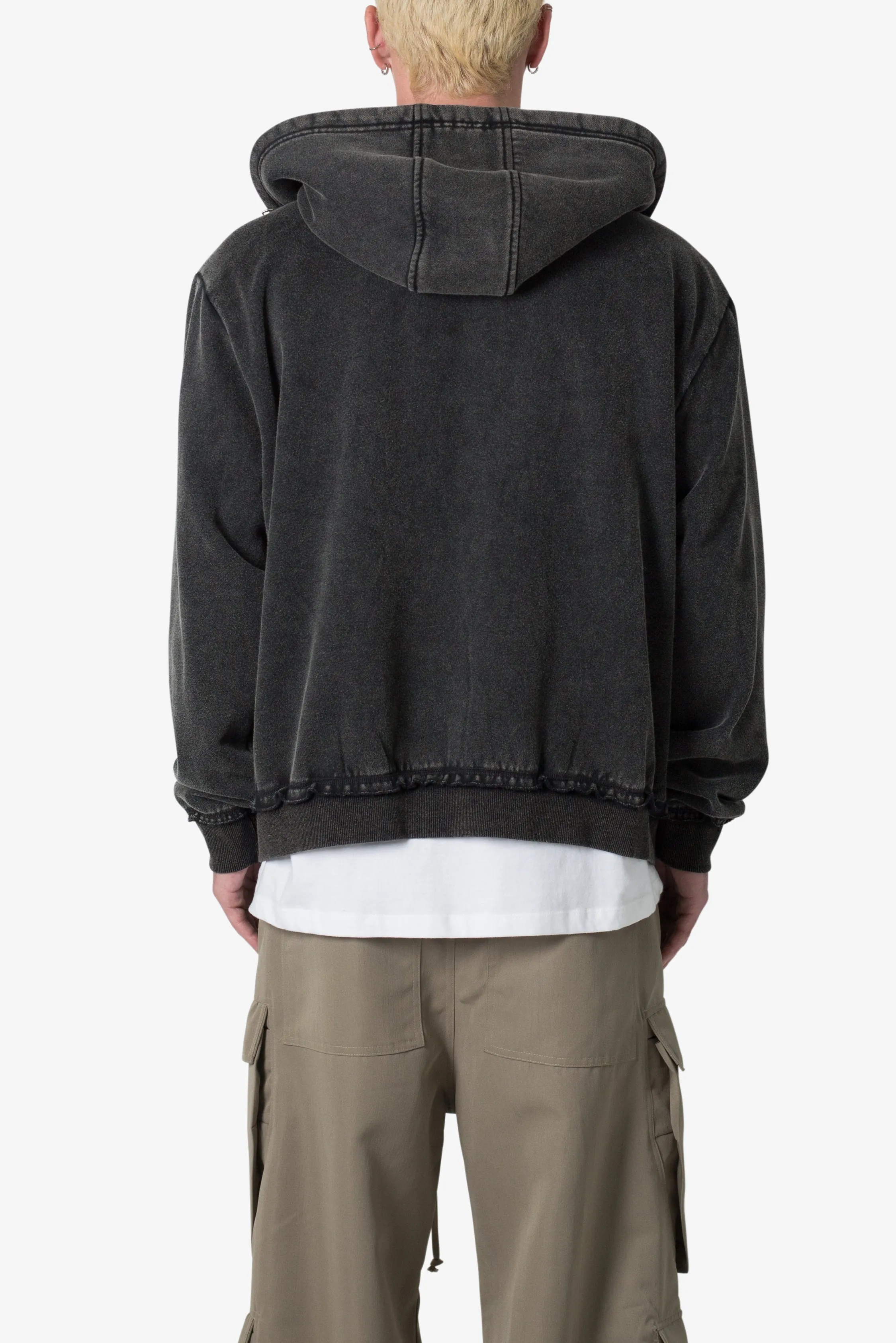 Dual Zipper Hoodie - Washed Black