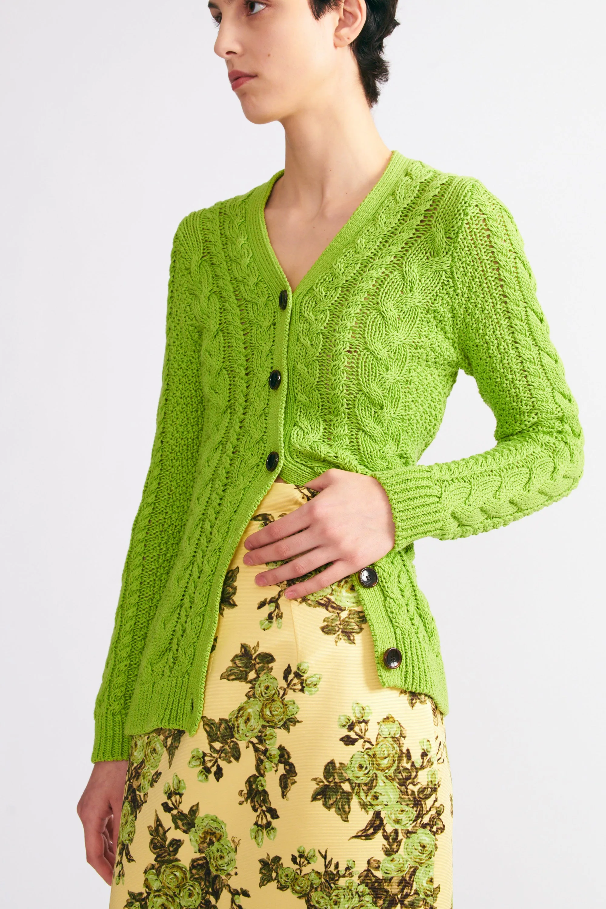 Elmer Knit Cardigan In Green