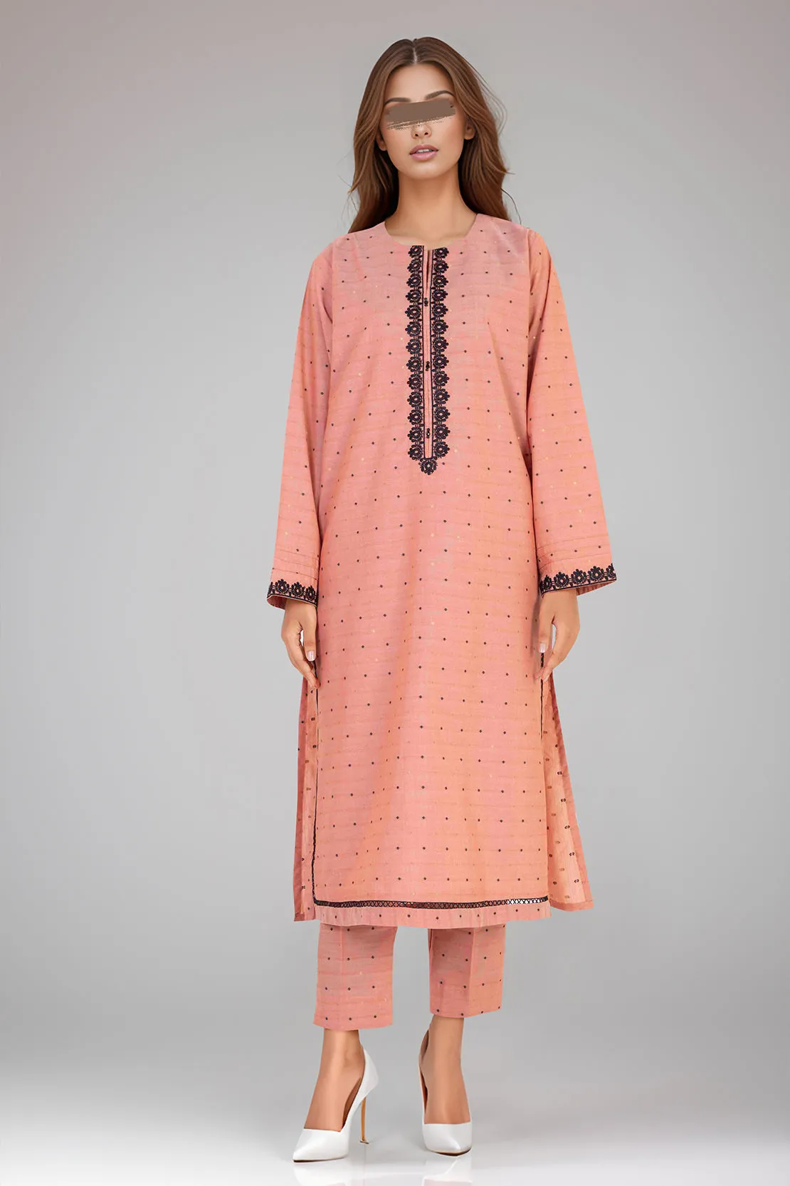 Embroidered Cotton Jacquard Stitched 2 Piece (Shirt/Trouser)