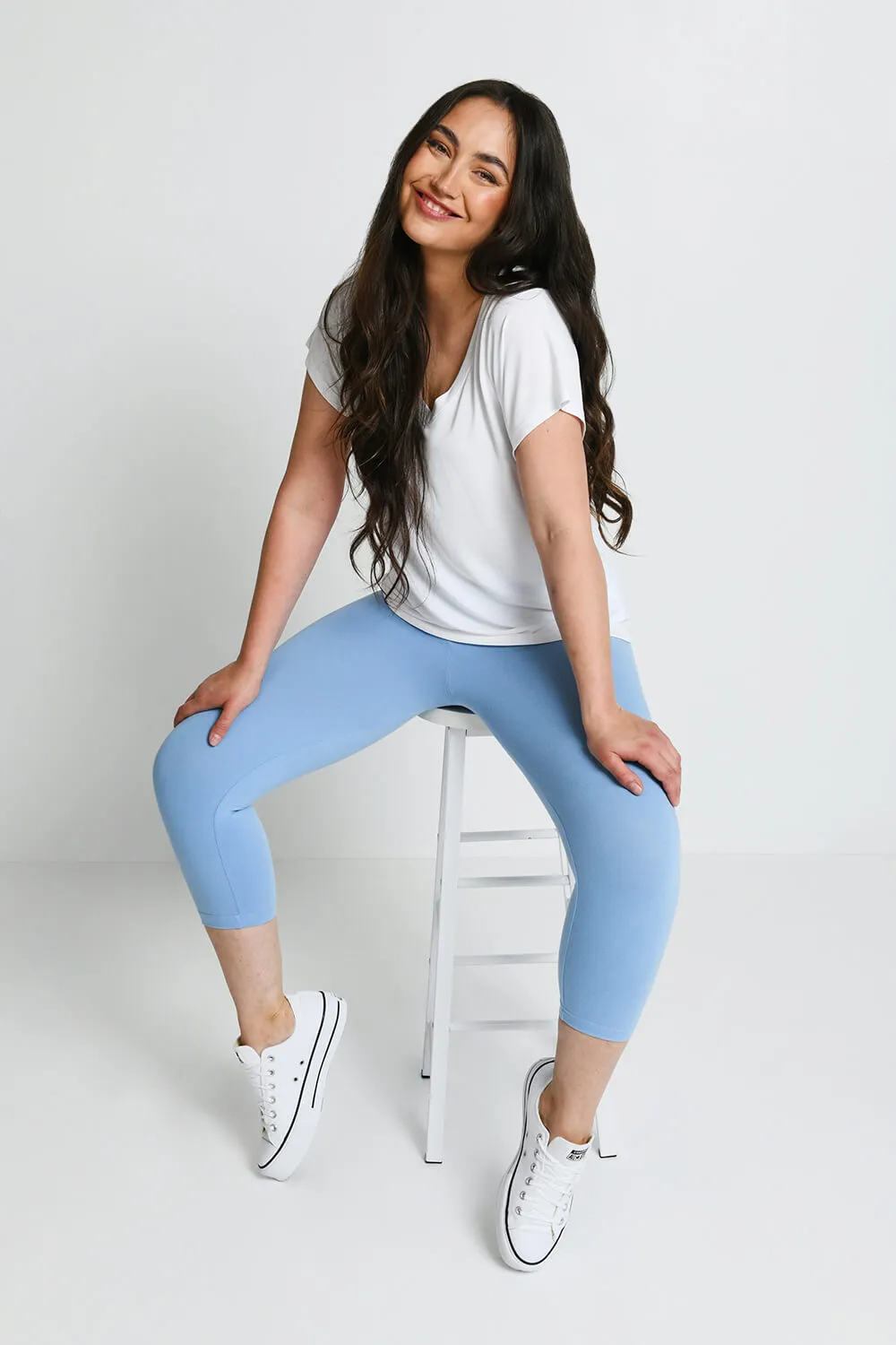 Everyday Cropped Leggings - Powder Blue