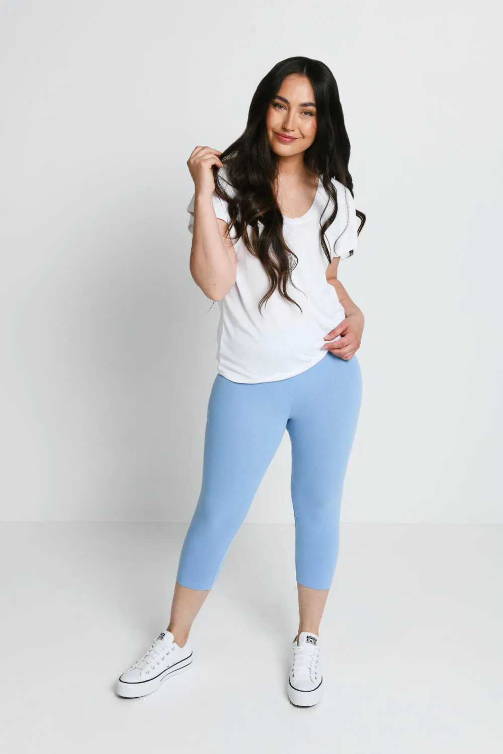 Everyday Cropped Leggings - Powder Blue