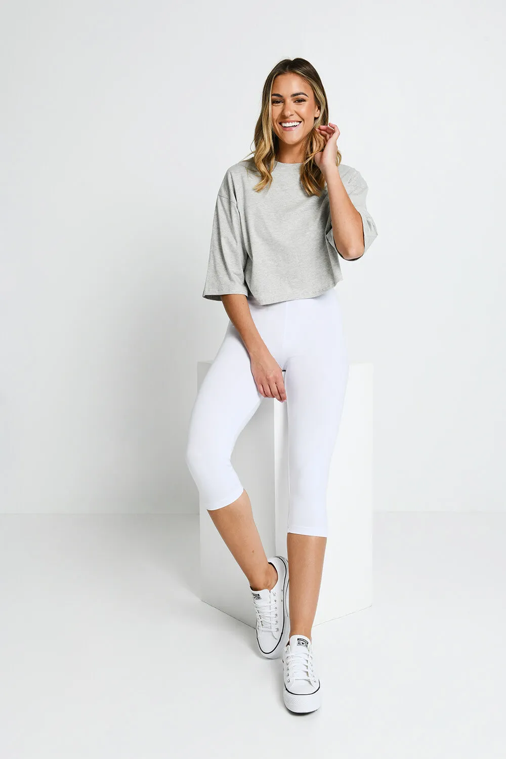 Everyday Cropped Leggings - White