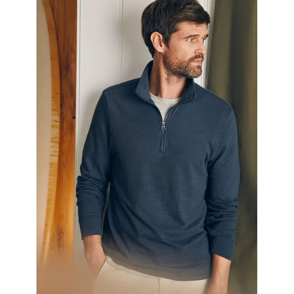 Faherty Sunwashed Slub Quarter-Zip Pullover Sweater - Blue Nights