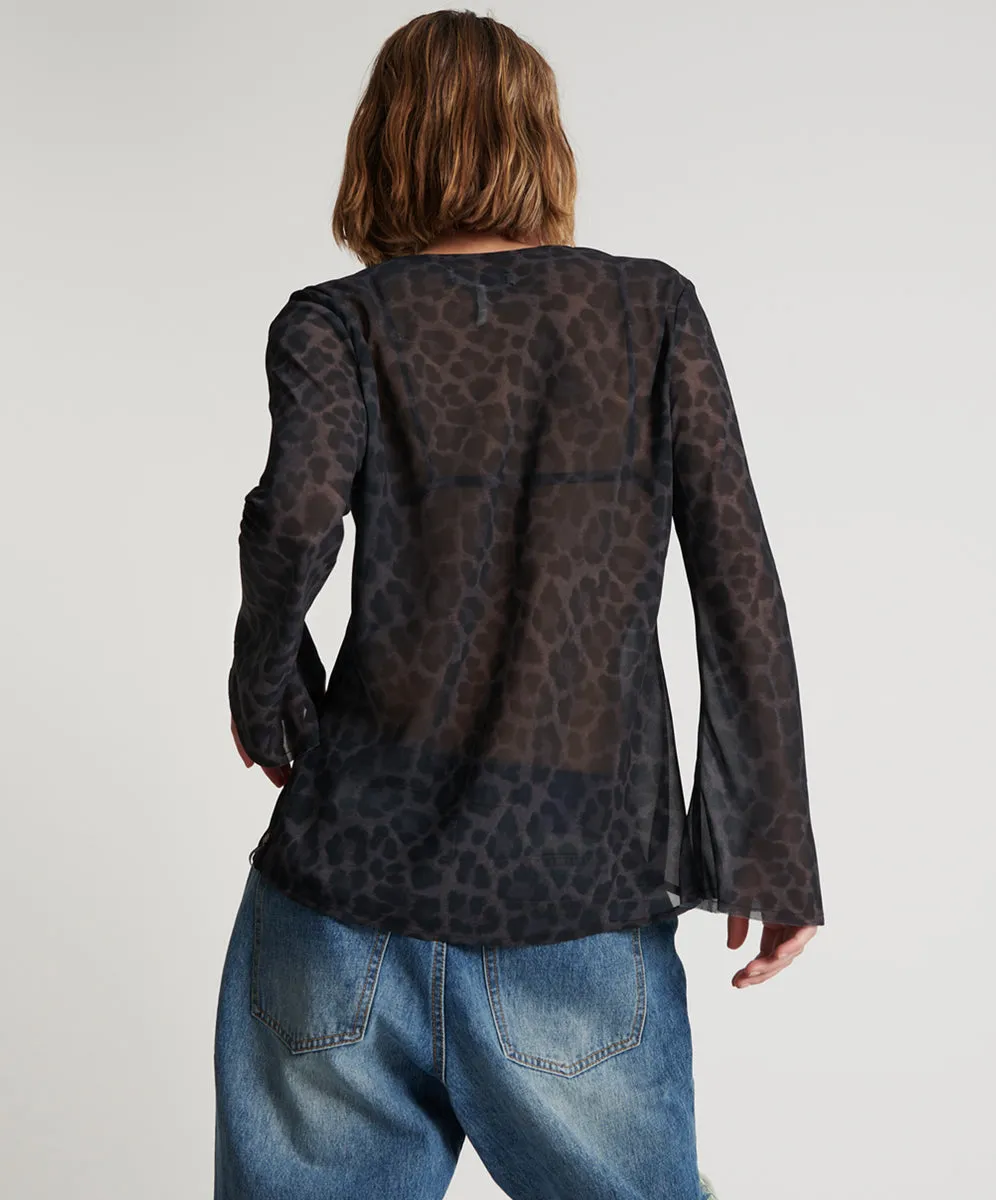 Fantasy Chiffon Longsleeve Top - Leopard