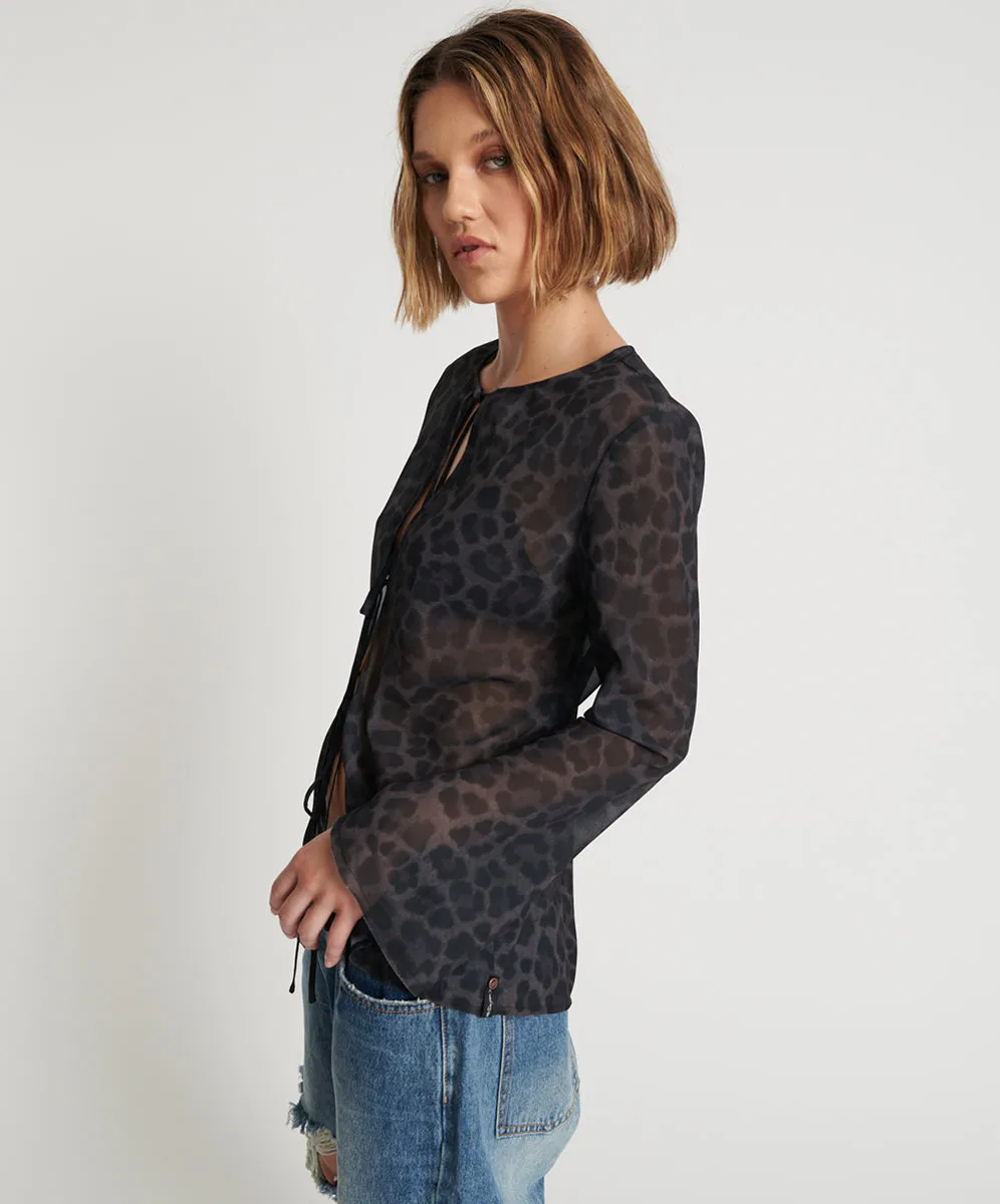 Fantasy Chiffon Longsleeve Top - Leopard