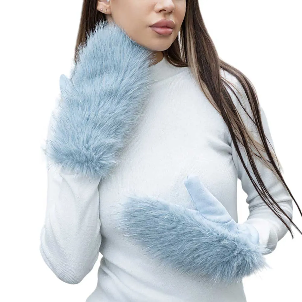 Faux Fuzzy Fur Mitten Gloves