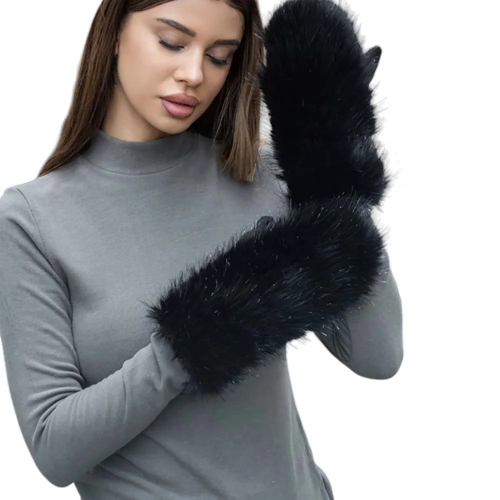 Faux Fuzzy Fur Mitten Gloves