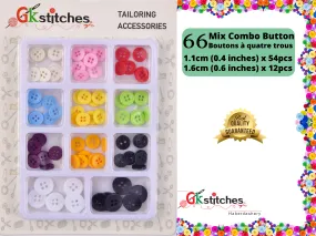 Four-Holes 66 Pieces Mix Combo Colored Buttons