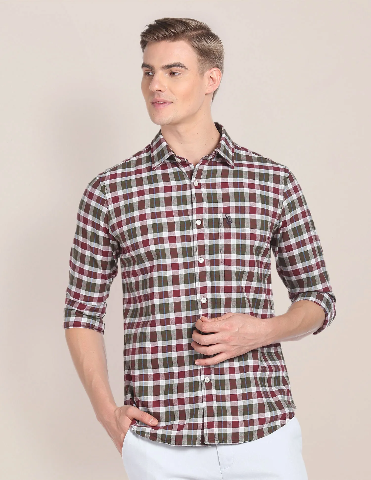 Gingham Check Cotton Shirt