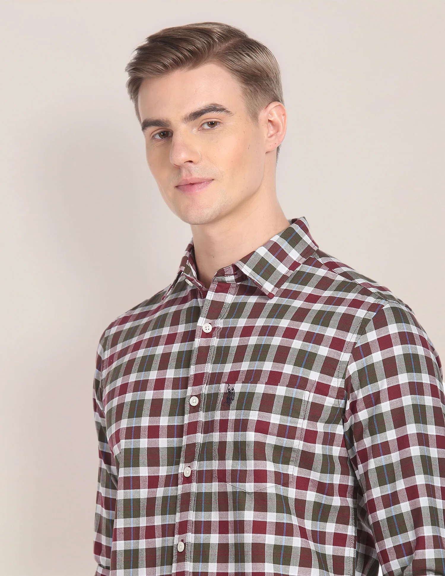 Gingham Check Cotton Shirt