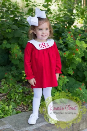 Girls Long Sleeve Red Bishop Dress