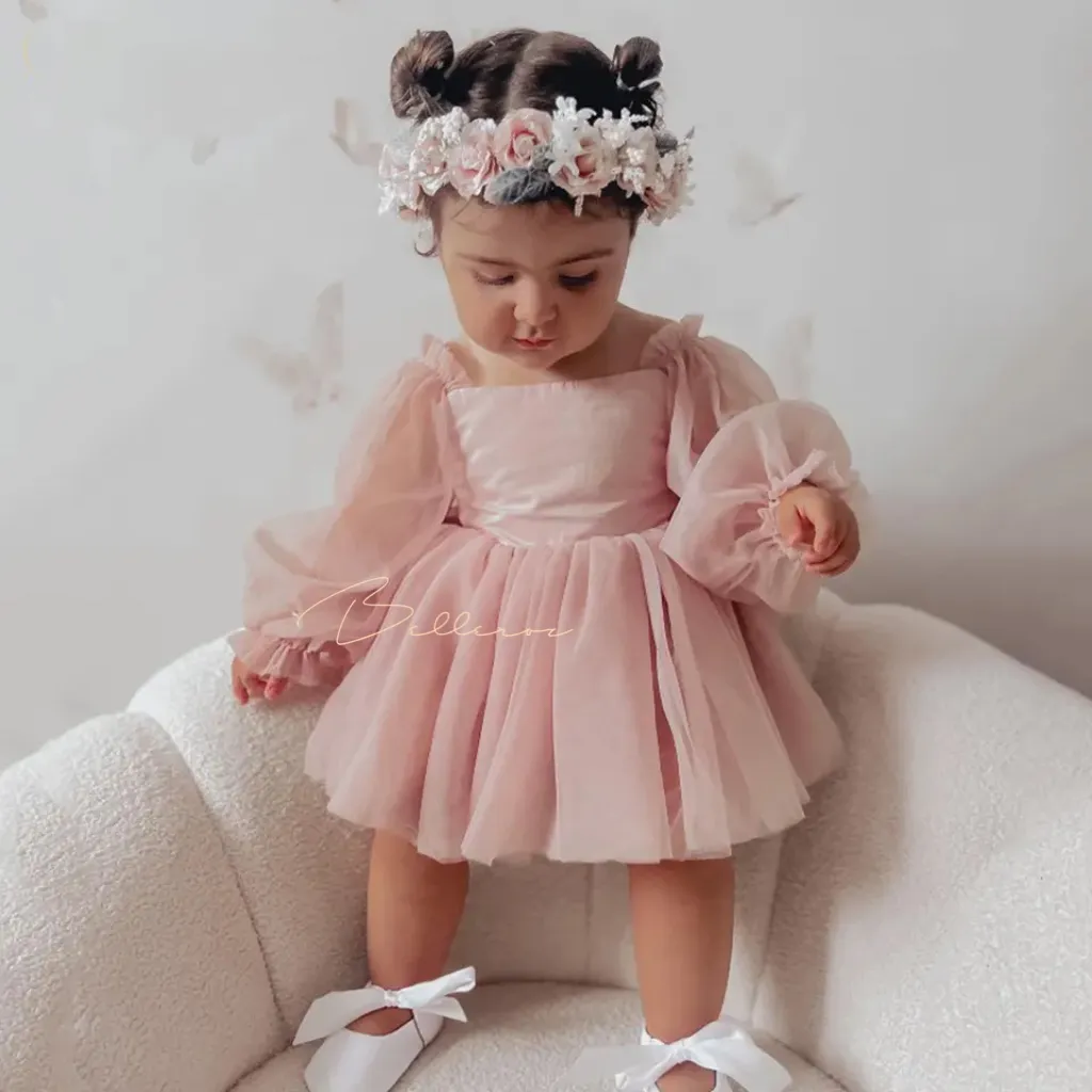 Handmade 0-24M Newborn Baby Girl Romper Princess Infant Toddler Long Sleeve Tulle Jumpsuit   Bow Headband Fall Spring Outfits, Reborn Romper Set