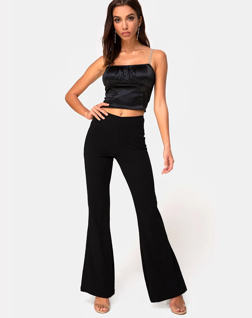 Hearty Flare Trouser in Black Spandex