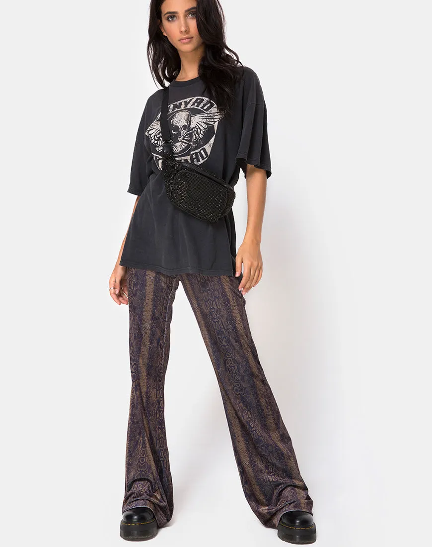 Herlom Flare Trouser in Velvet Brown Snake