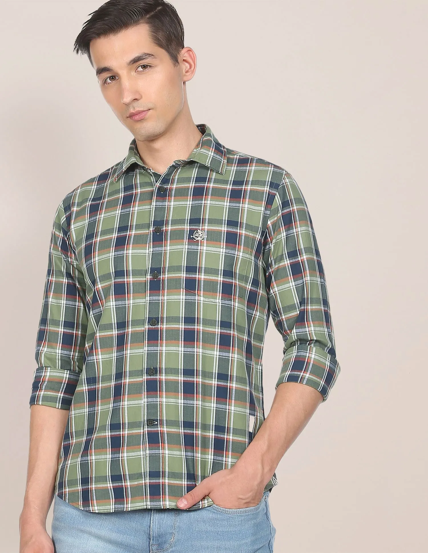 Herringbone Check Casual Shirt