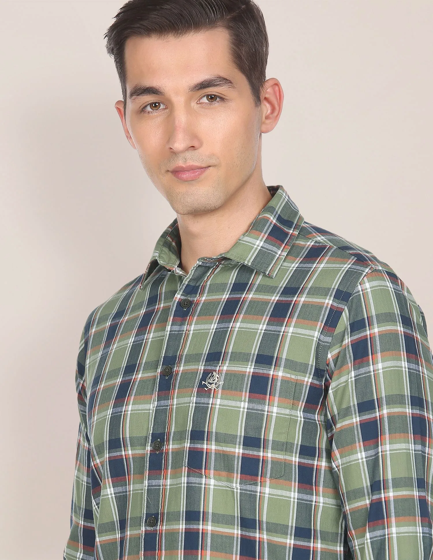 Herringbone Check Casual Shirt