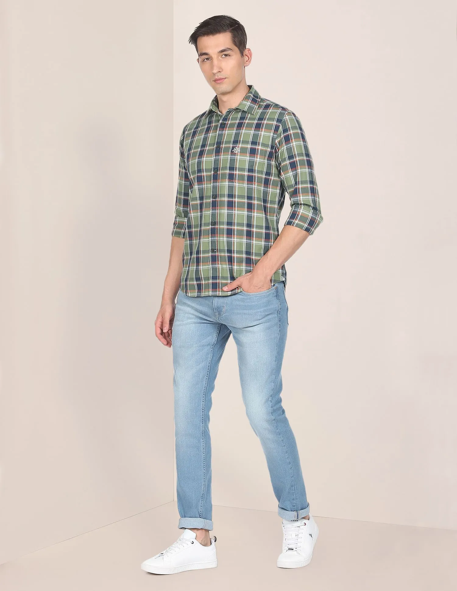 Herringbone Check Casual Shirt