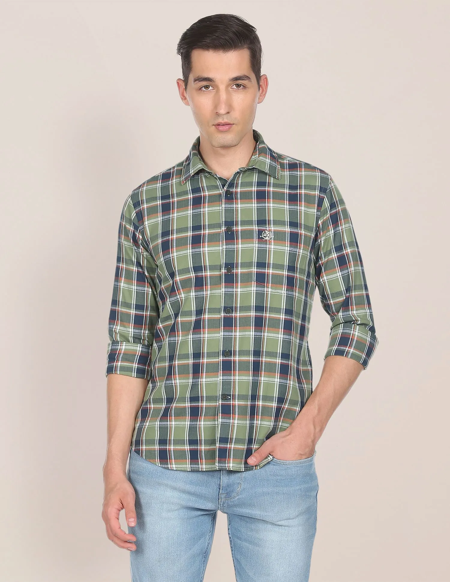 Herringbone Check Casual Shirt