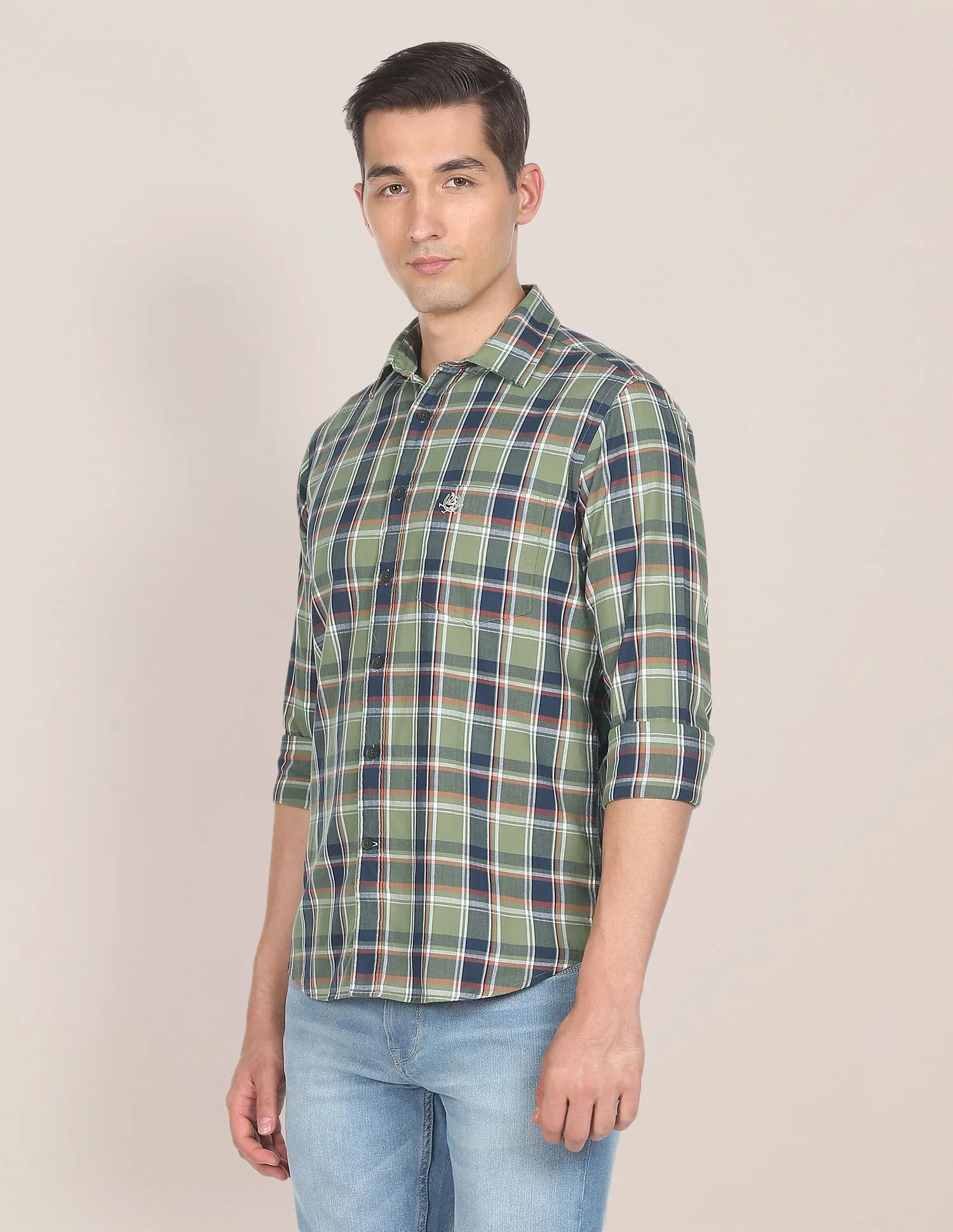 Herringbone Check Casual Shirt