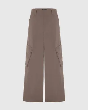 High Waisted Pocketed Cargo Pants In cappuccino