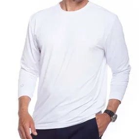 IBKUL Mens Long Sleeve Crew Pullover - White