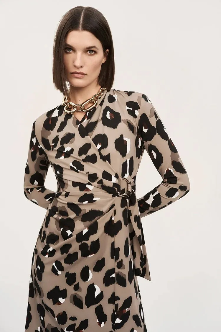 Joseph Ribkoff Silky Knit Animal Print Wrap Dress