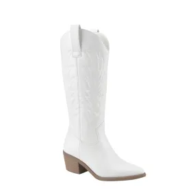 KACEY EMBROIDERED COWGIRL BOOTS - WHITE