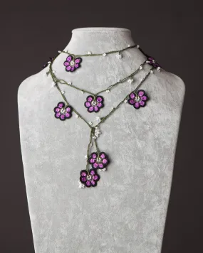 Lariat with Petunia Motif - Purple