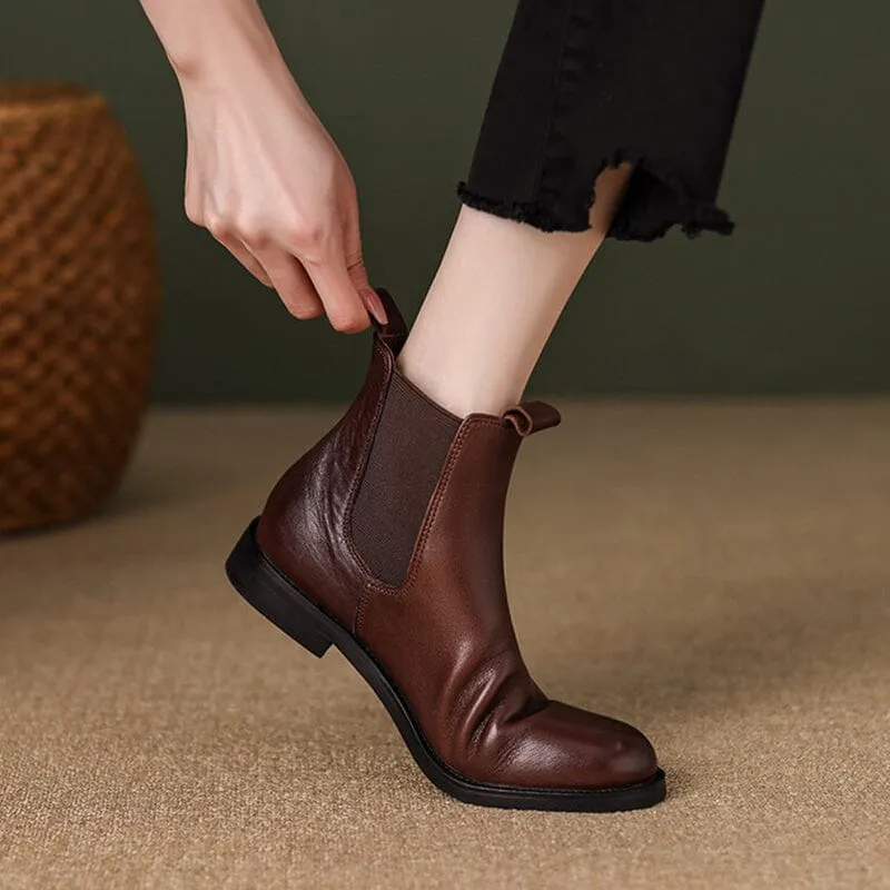 Leather Chelsea Boots For Women Ankle Boots Brown/Black