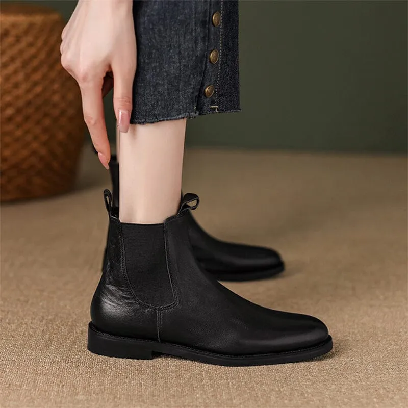 Leather Chelsea Boots For Women Ankle Boots Brown/Black