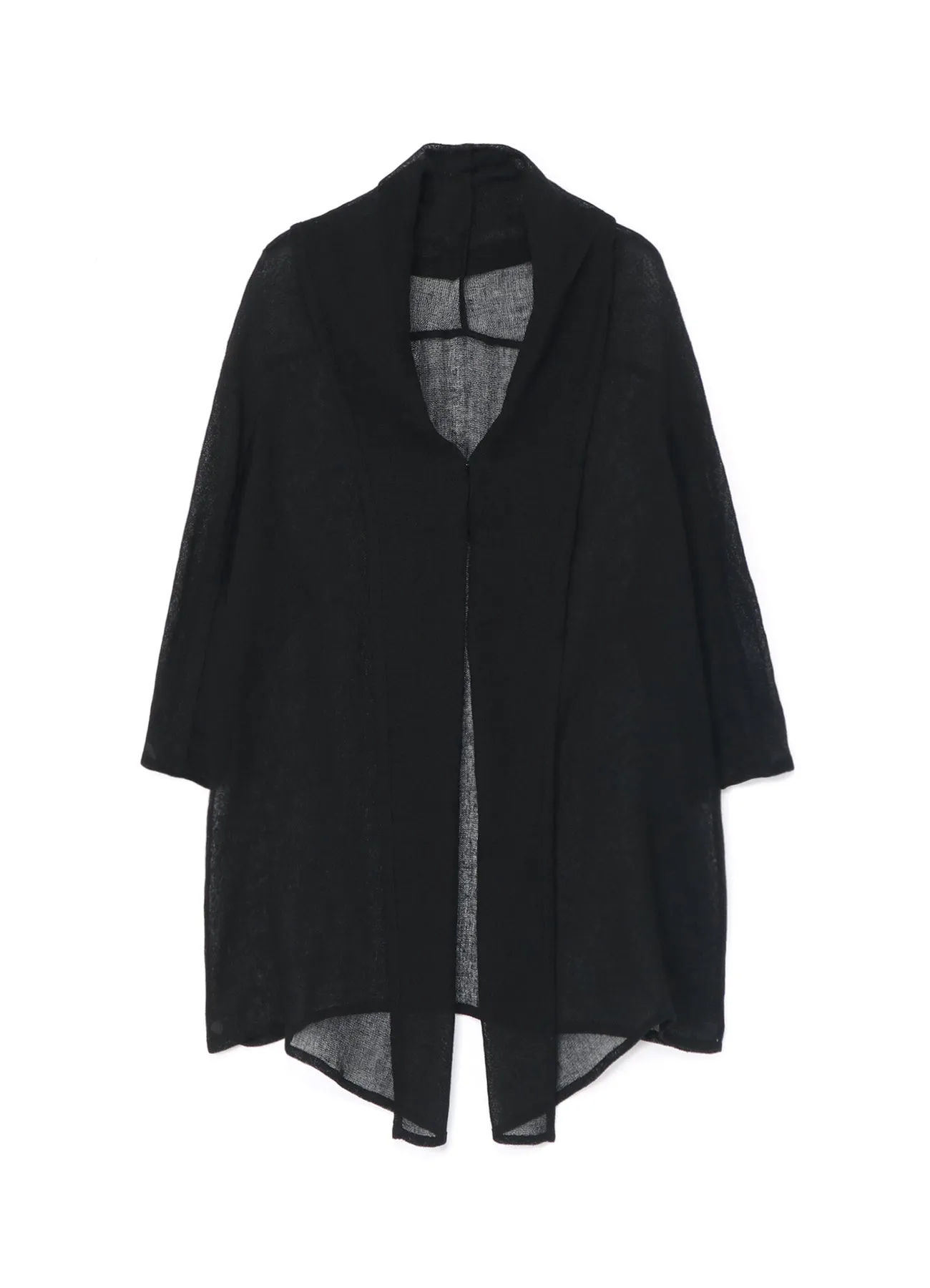 LENO CLOTH SHAWL COLLAR LONG CARDIGAN