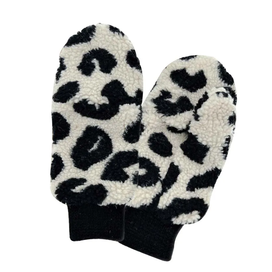 Leopard Teddy Pop Top Mittens