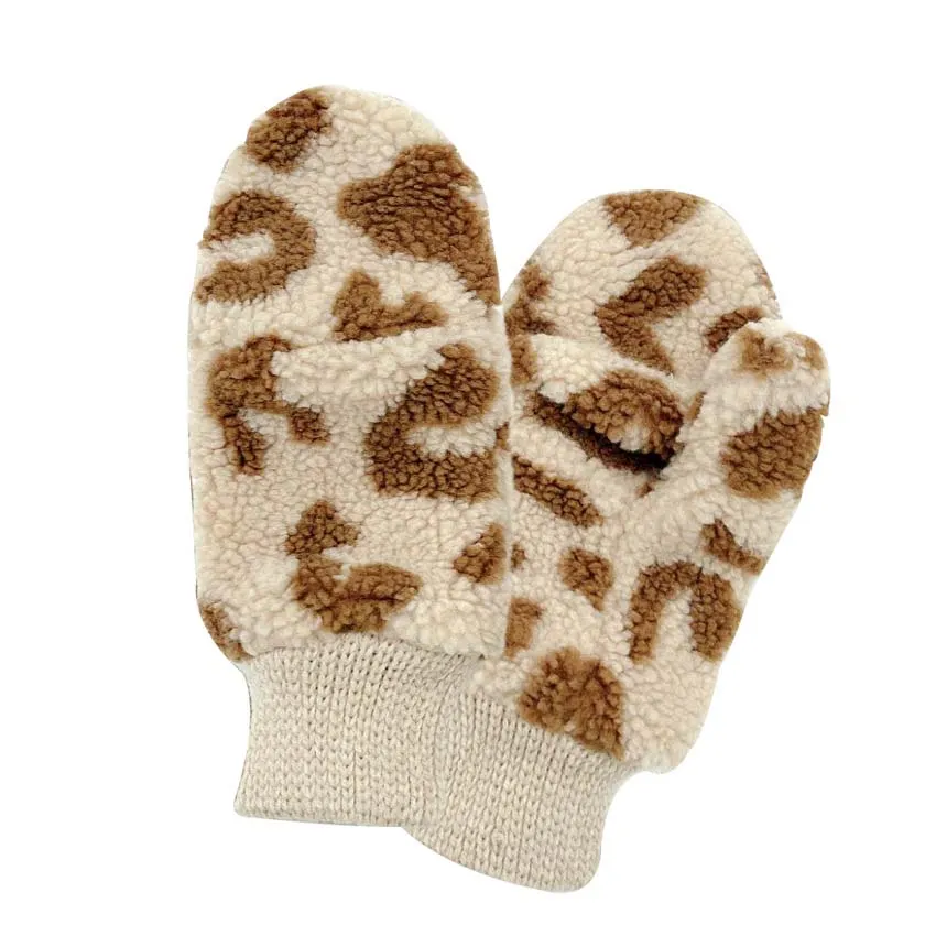 Leopard Teddy Pop Top Mittens