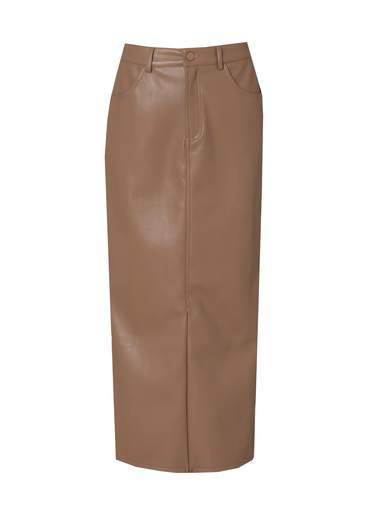 Light Brown Everyday Leather Maxi Skirt