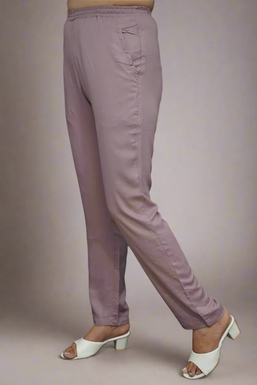 Light Mauve Rayon Kurti Pant